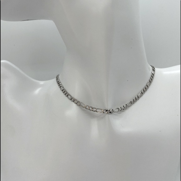 925 Sterling Silver Figaro Choker ⛓ - Picture 3 of 11